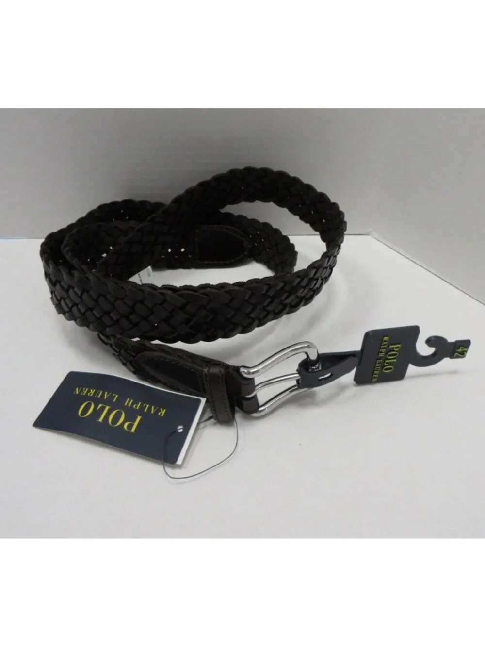Polo Ralph Lauren Belt 42 Leather Braided Woven Casual Classic Pony